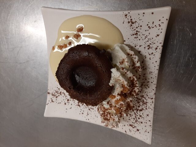 Moelleux chocolat fait maison et sa crème anglaise 