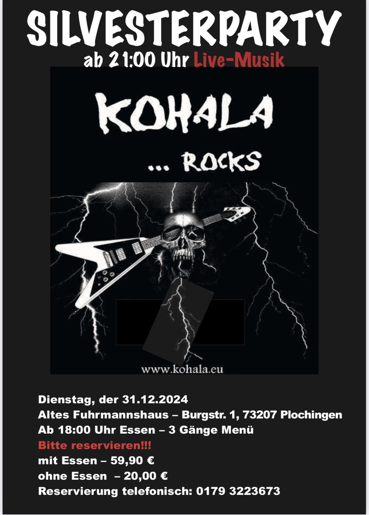 Mega Rockparty am Silvester mit "KOHALA"