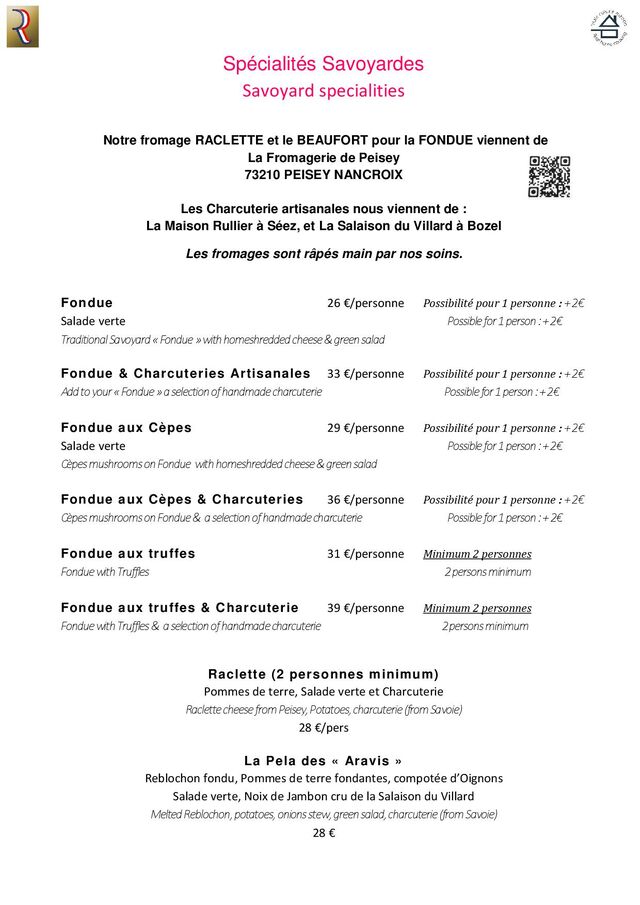 Spécialités Savoyardes