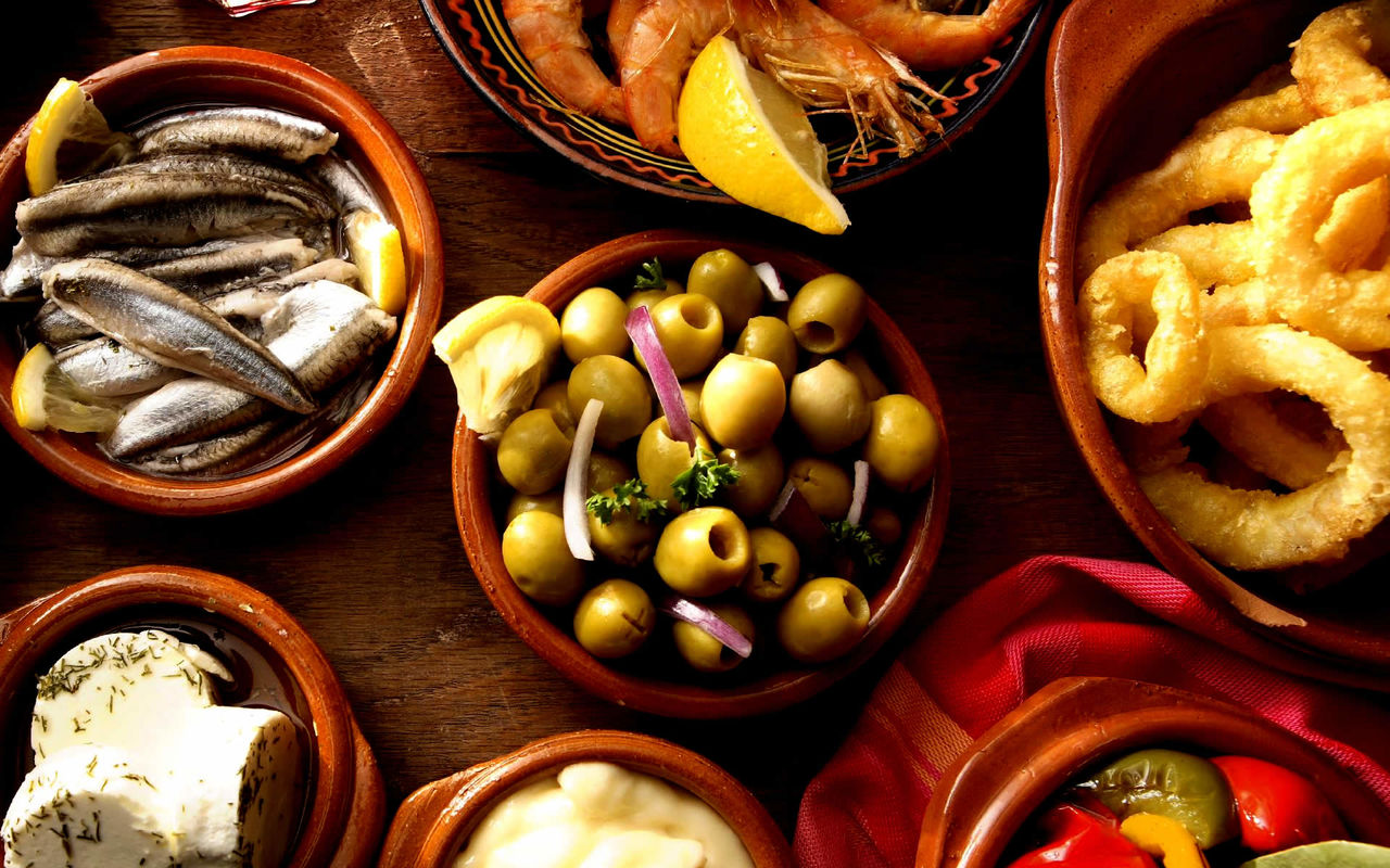 Anchovies, Olives, Squid 