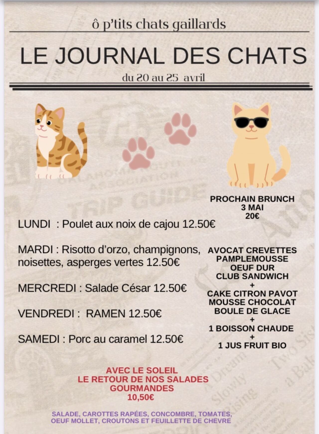 Menu du 20 au 25 avril