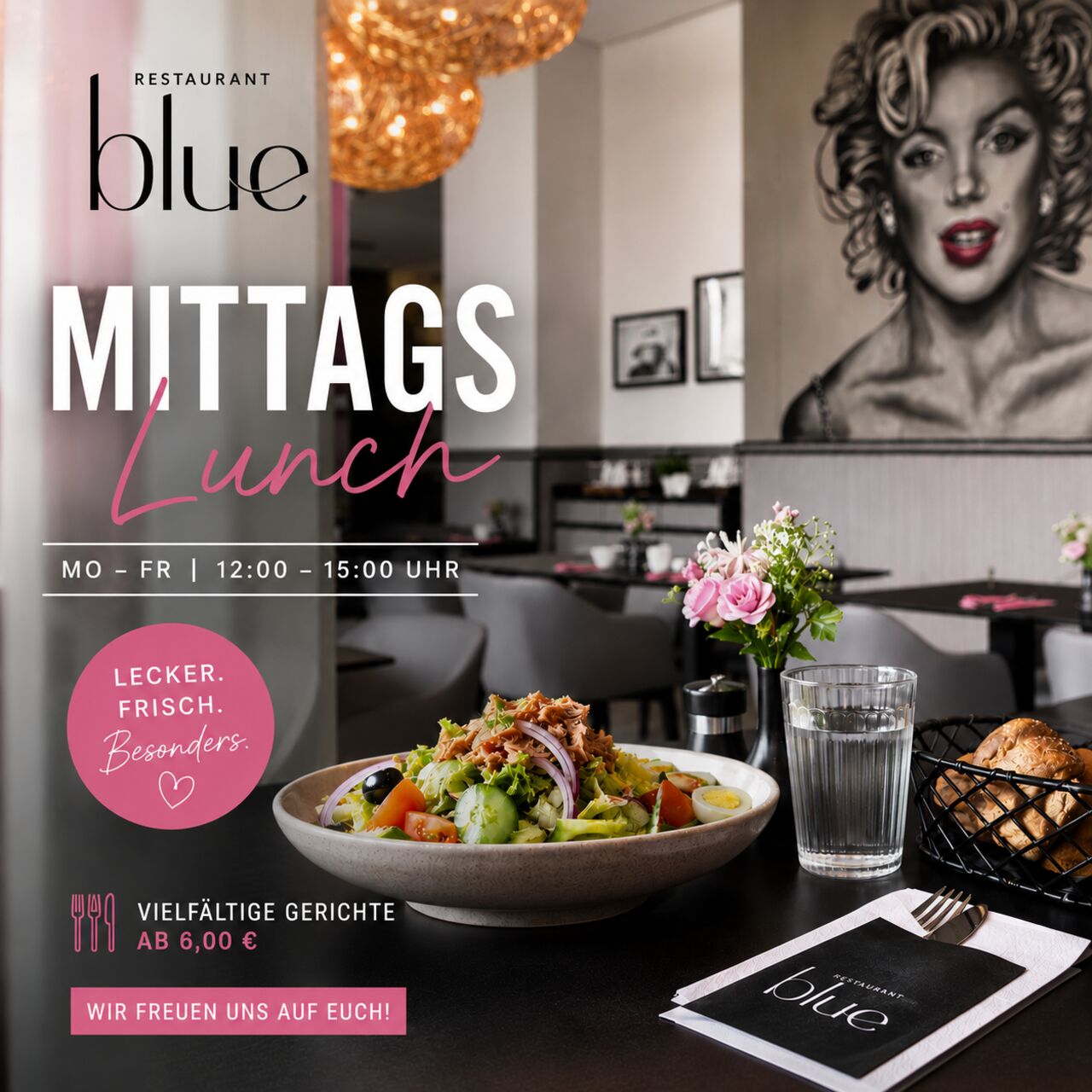 Lunch im Restaurant Blue