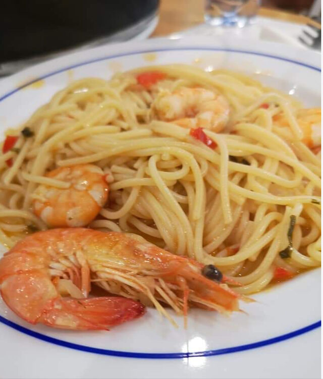 Esparguete com gambas