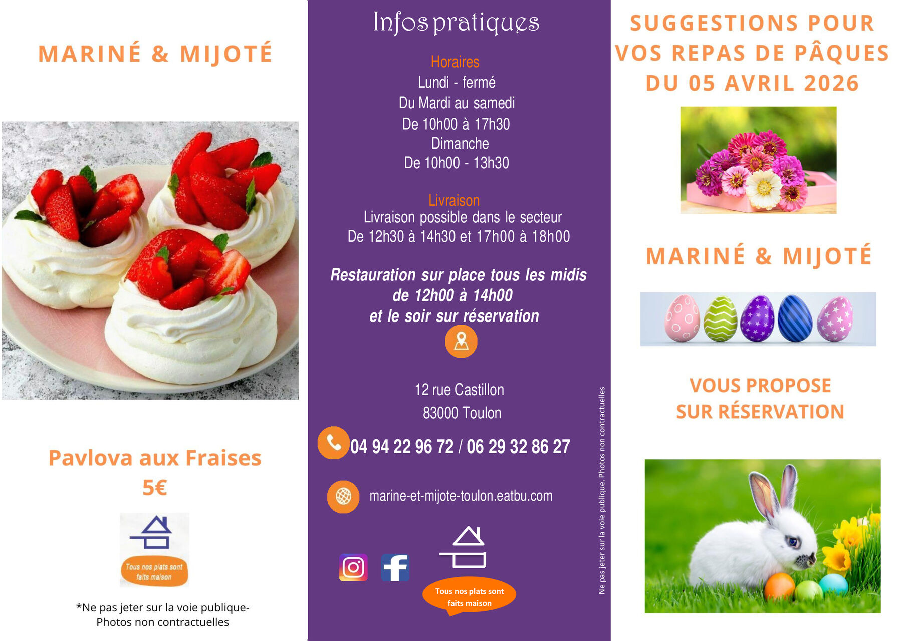 Menus de Pâques 2026