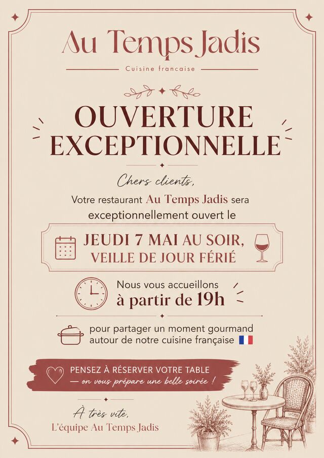 Ouverture exceptionnel 