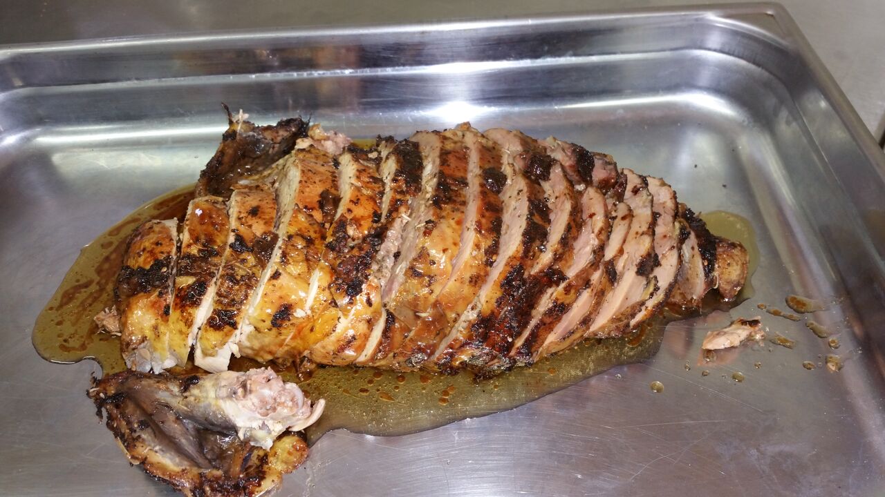 Poulet fermier désossé, farci.