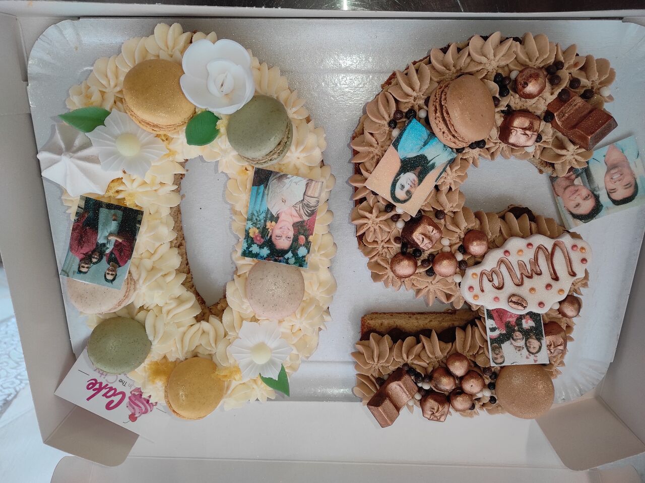 Number Cake 50 ans avec personalisation de photos comestibles