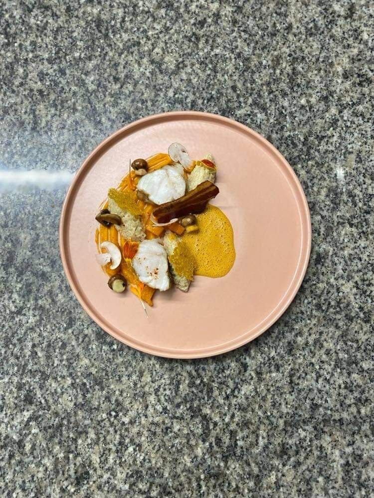 lotte, champignons de madiran, bisque 