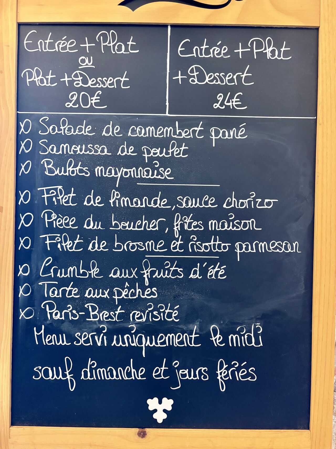 Menu du midi du 29/06 au 04/07