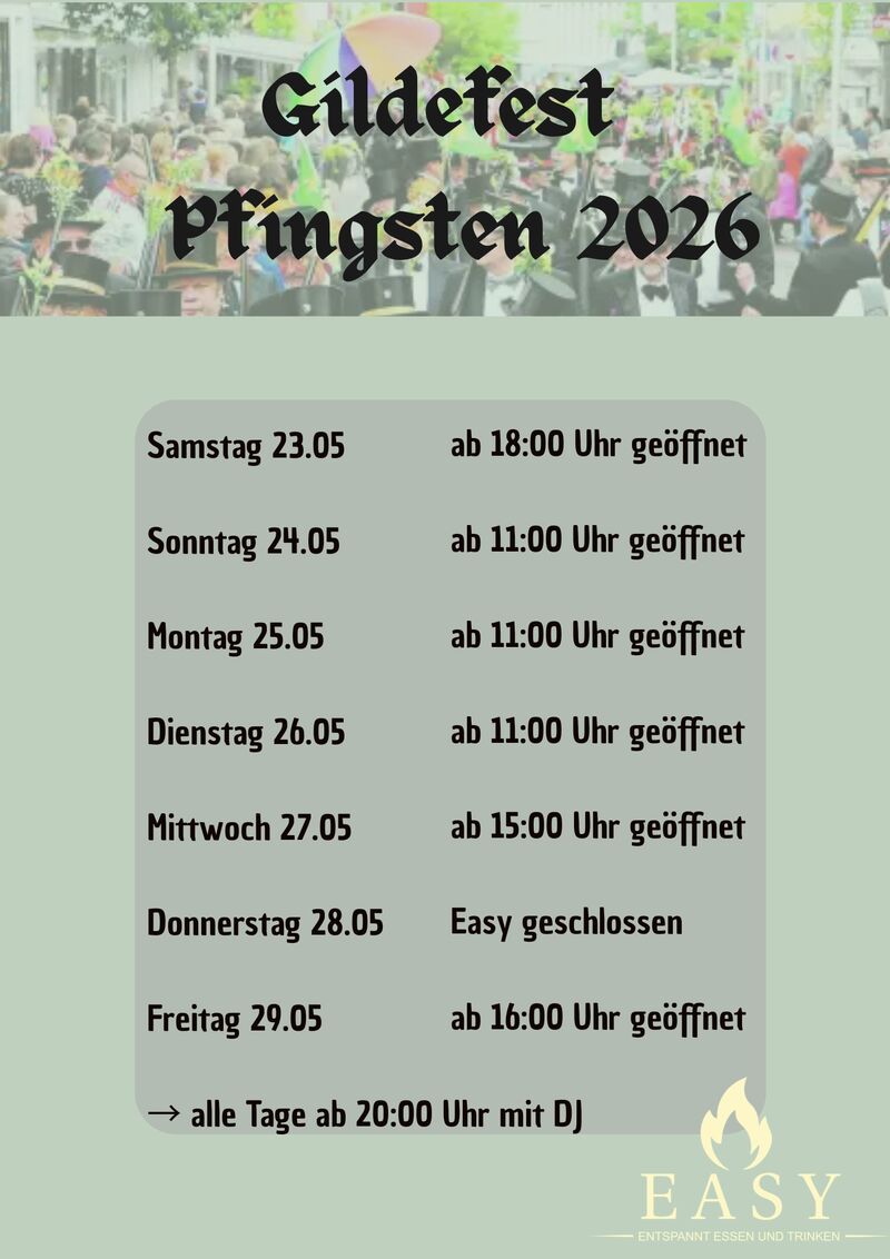 Pfingsten Öffnungszeiten
