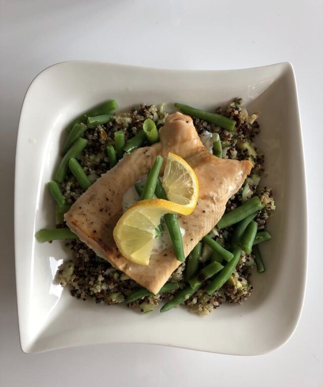 Tagesgericht: Lachs mit Quinoa und Bohnen