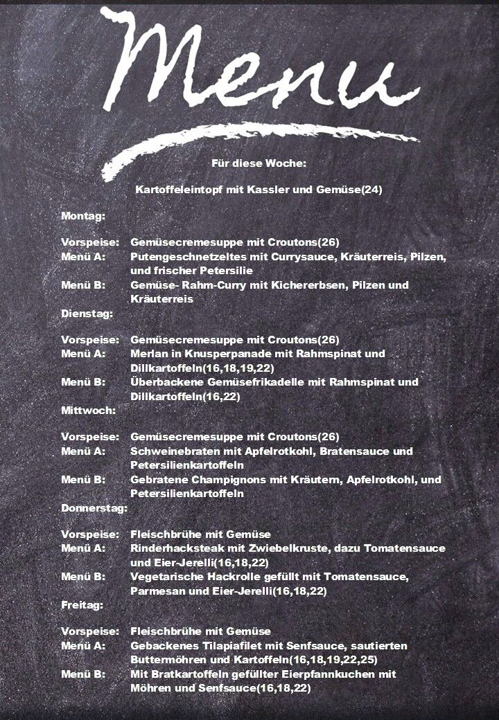 Speiseplan für diese Woche