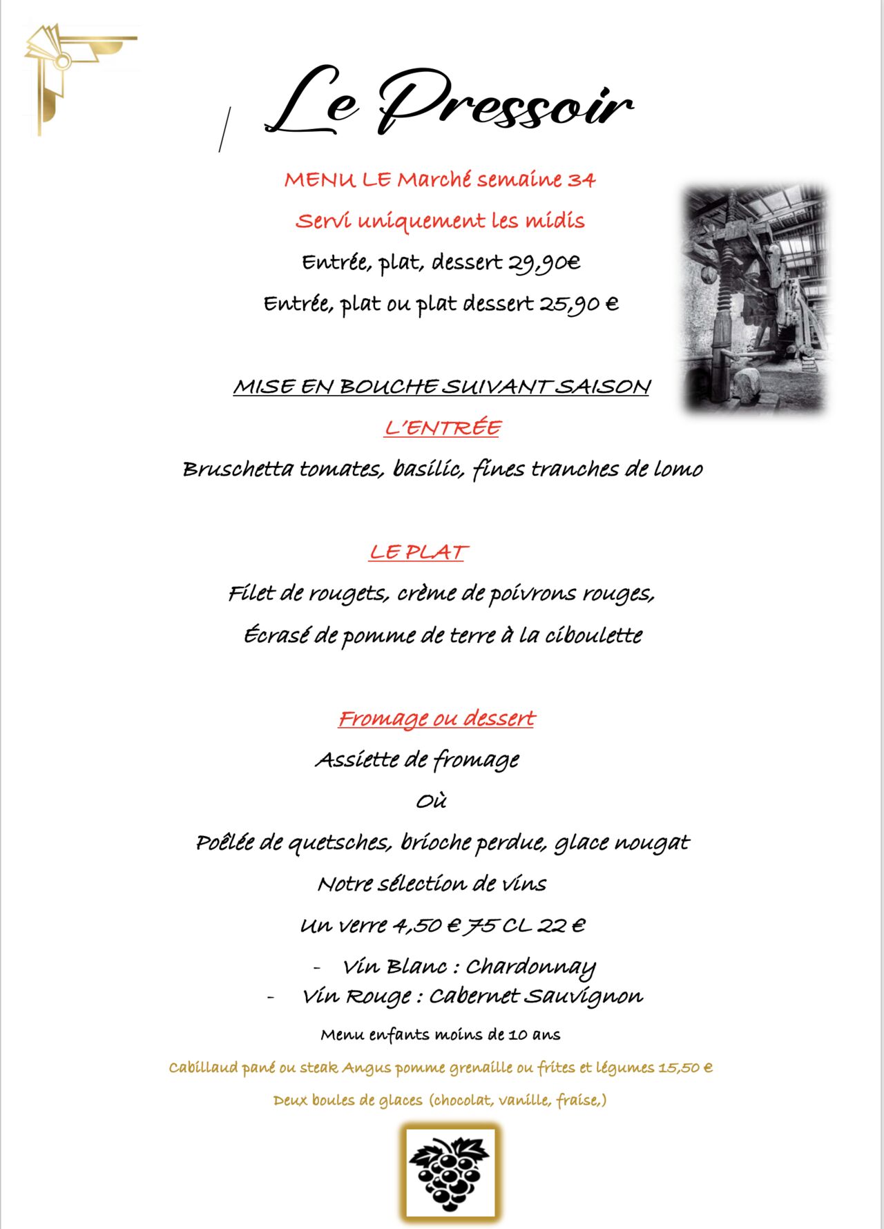 Menu du marché semaine 34