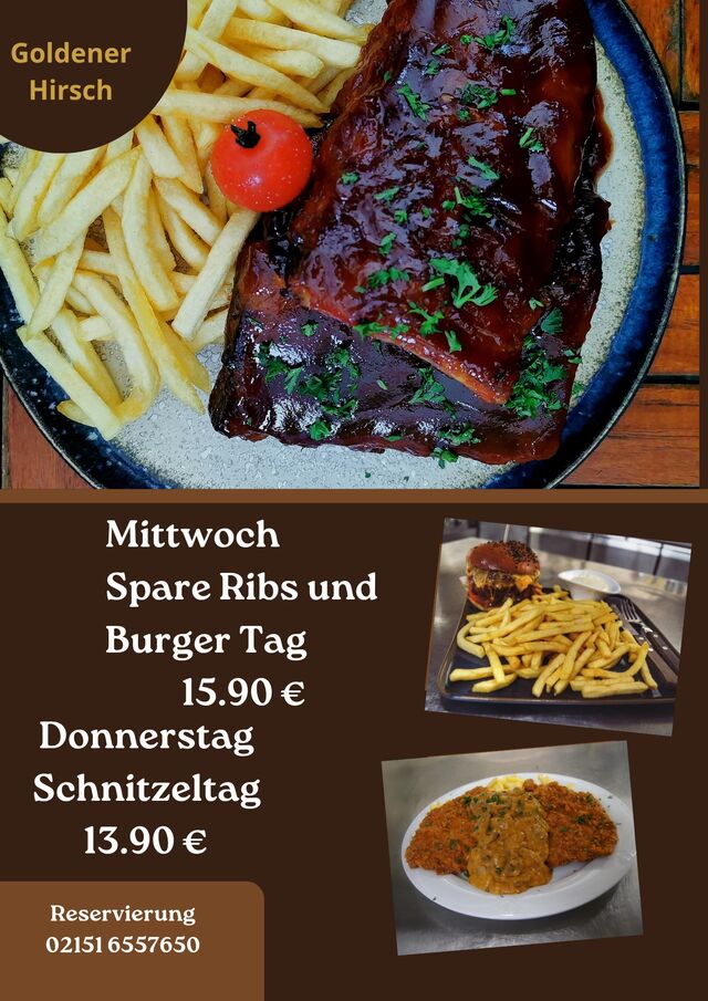 Burger/Spare Ribs und Schnitzel Tag