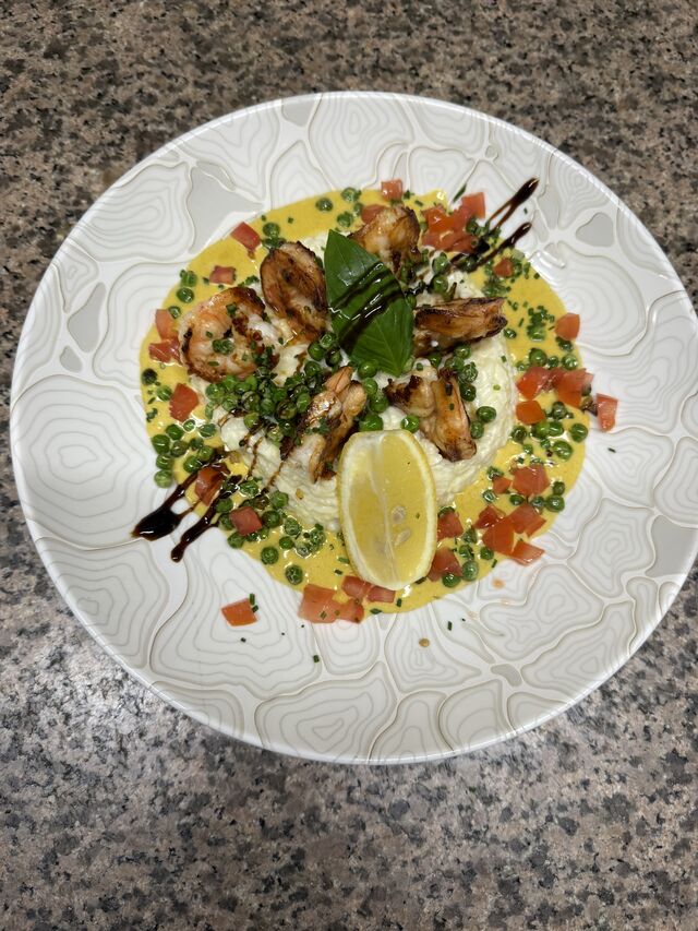 Risotto scampi sauce curry