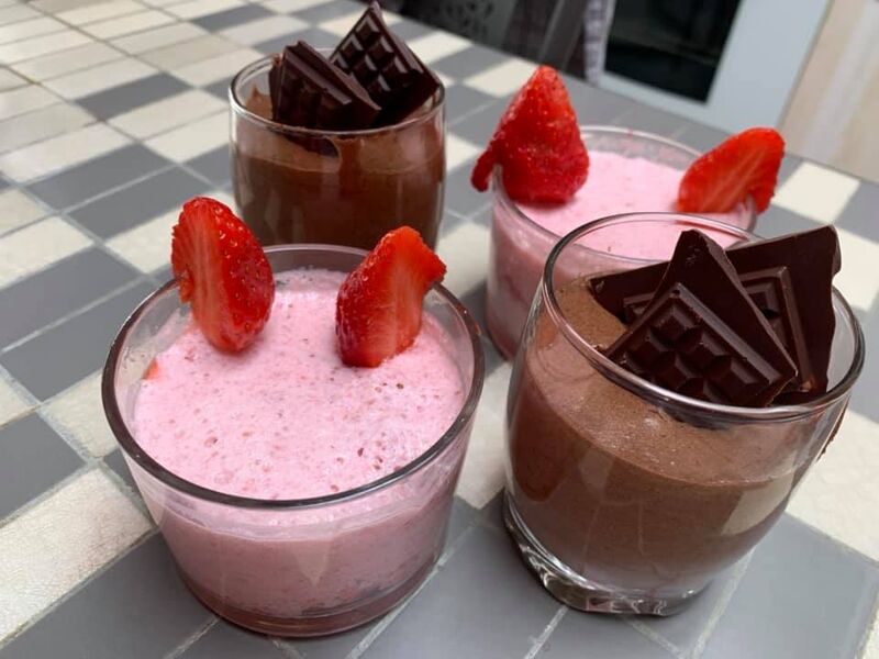 Mousse fraise & mousse chocolat