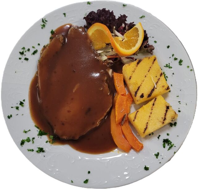 brasato di manzo con polenta e zucca