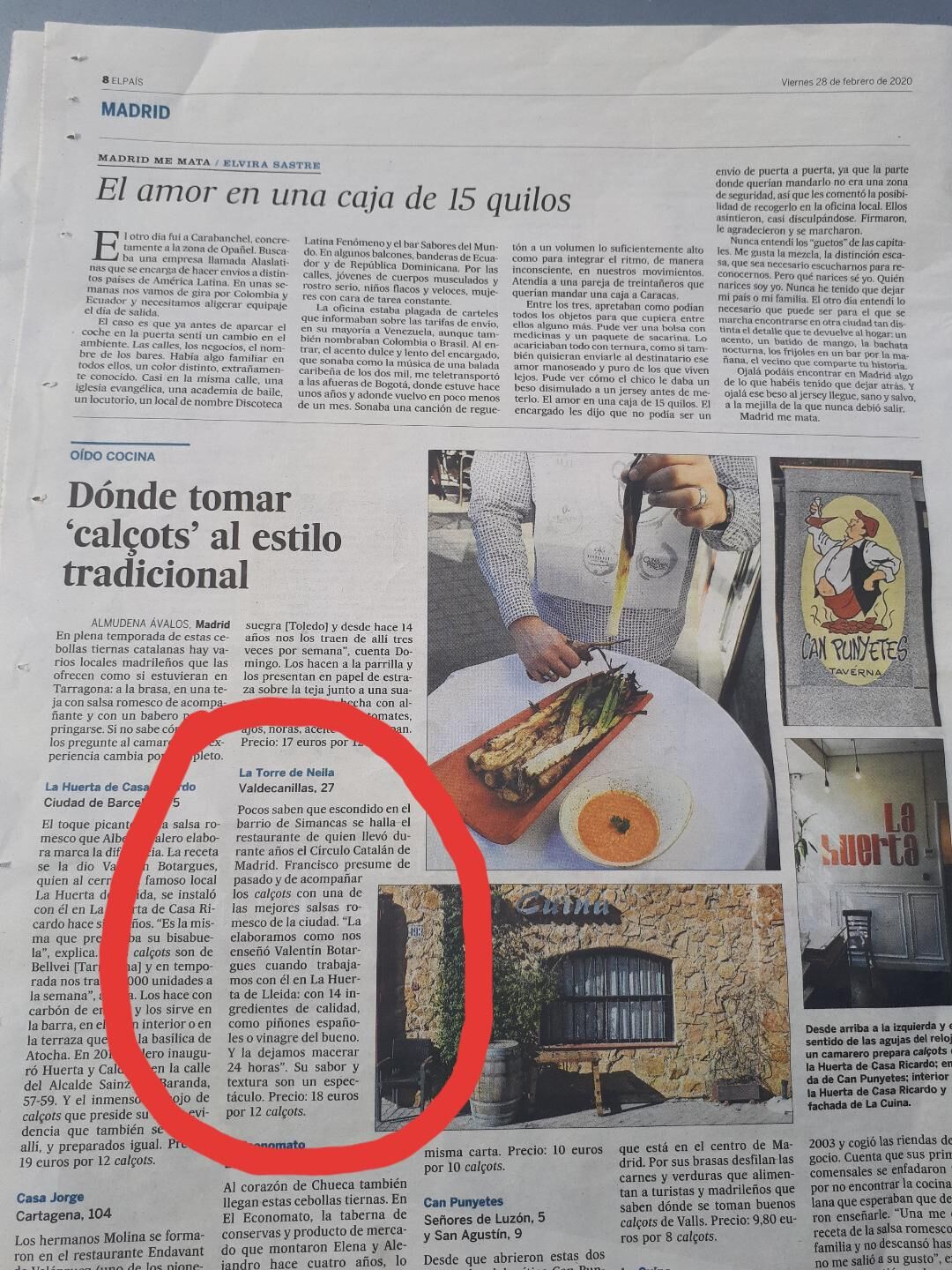 Publicación EL PAÍS 28 Febrero 2020