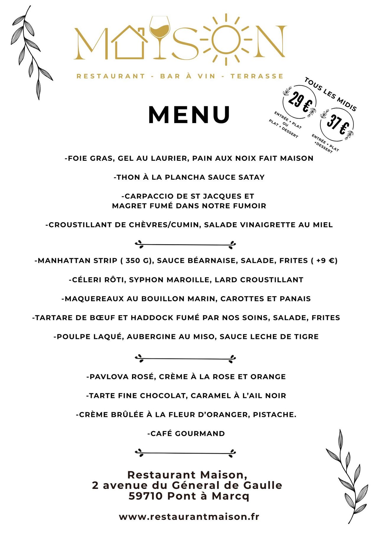 menu du midi - 15 octobre