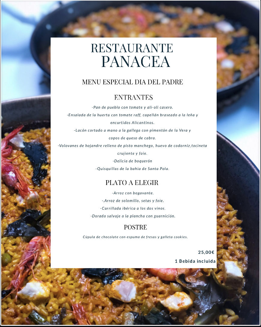 Menú especial día del padre‼️