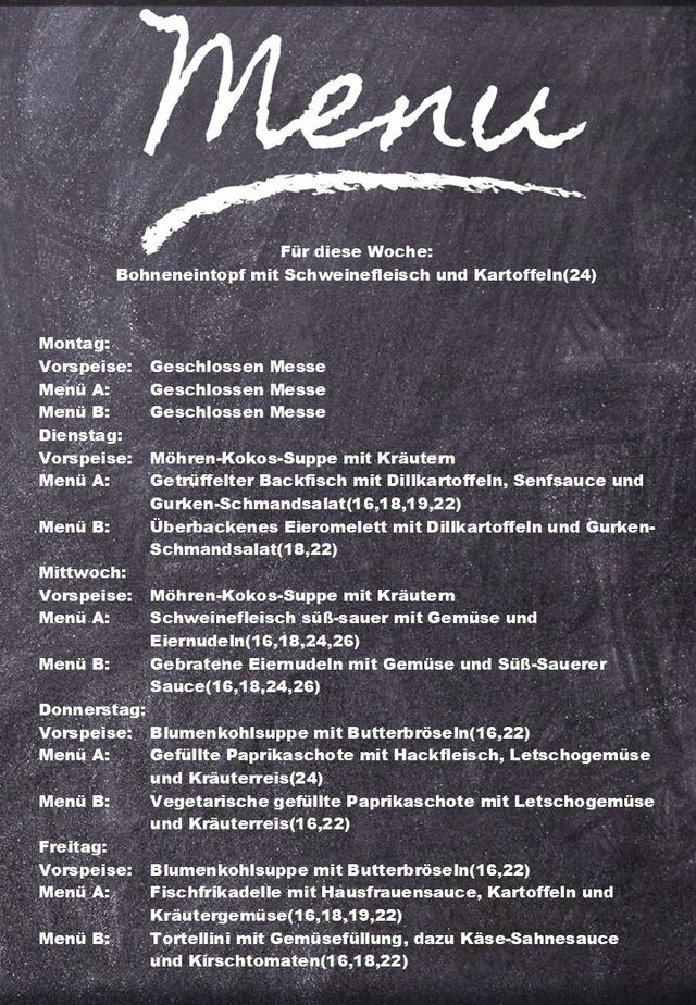 Speiseplan für diese Woche