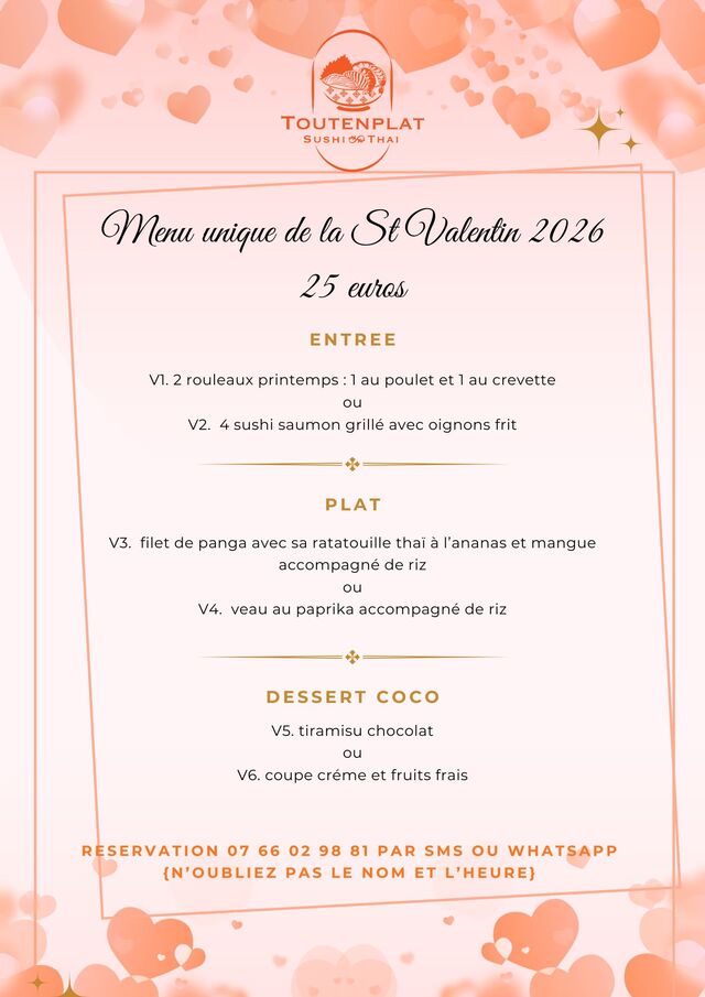 menu st valentin