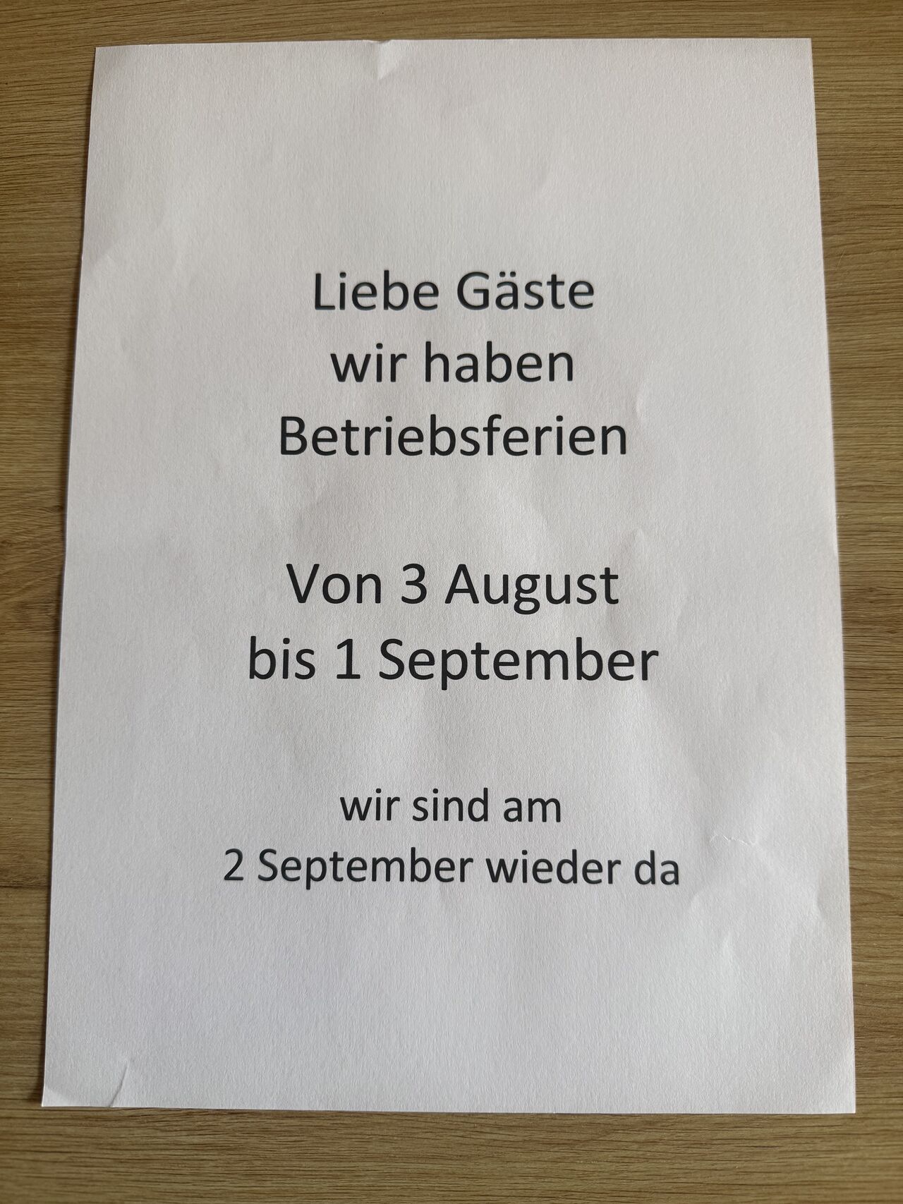 Betriebsferien