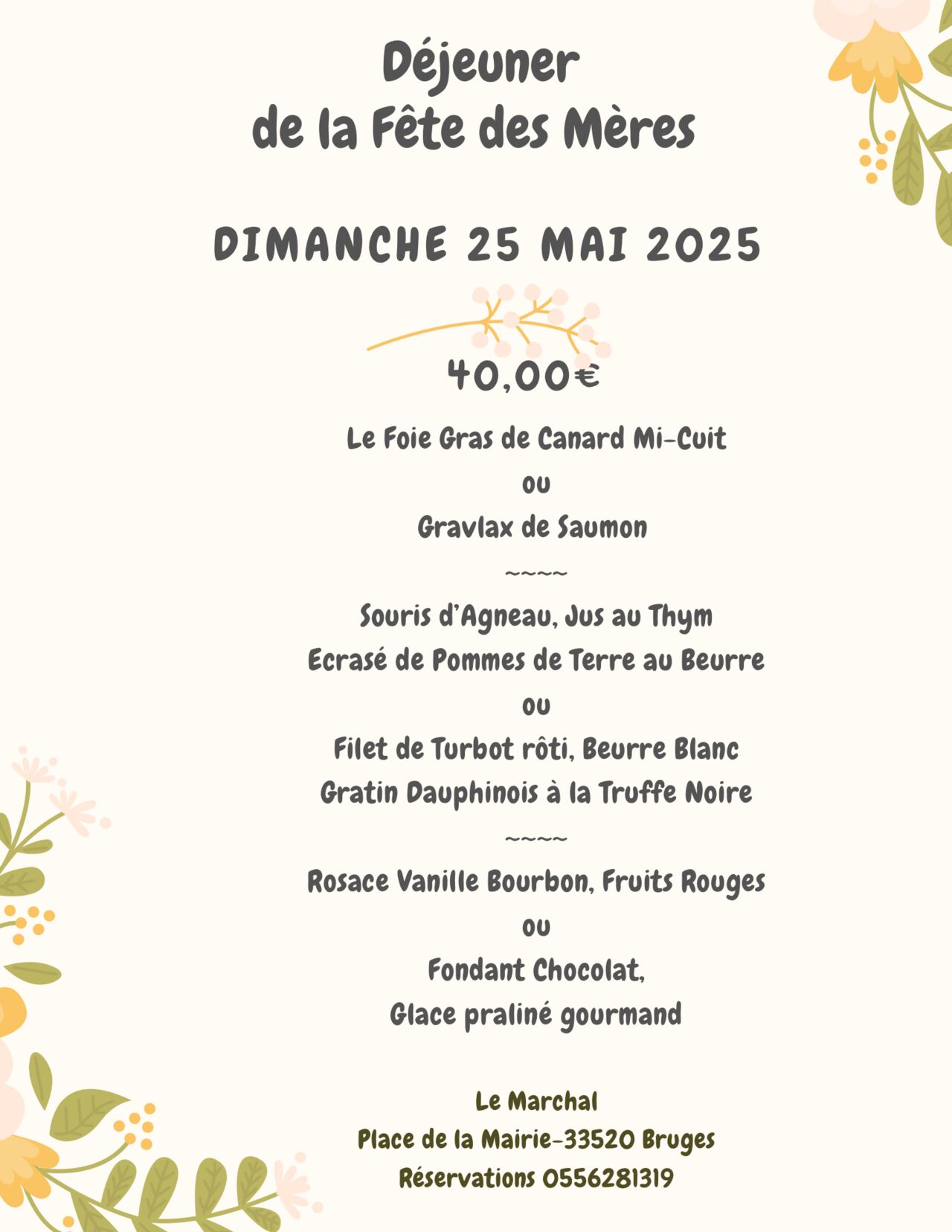 Déjeuner de la fête des mères