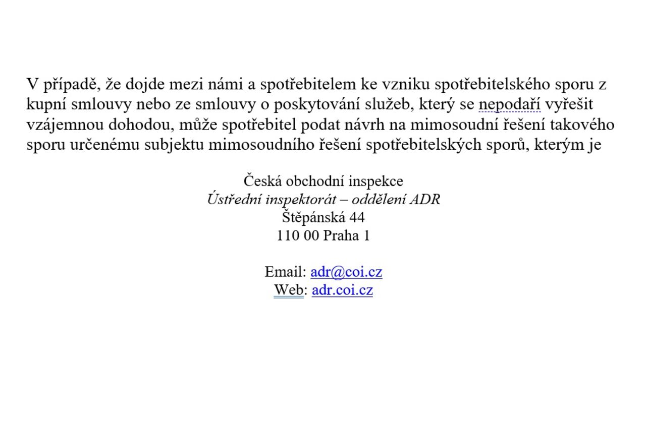 Dodatek k obchodním podmínkám