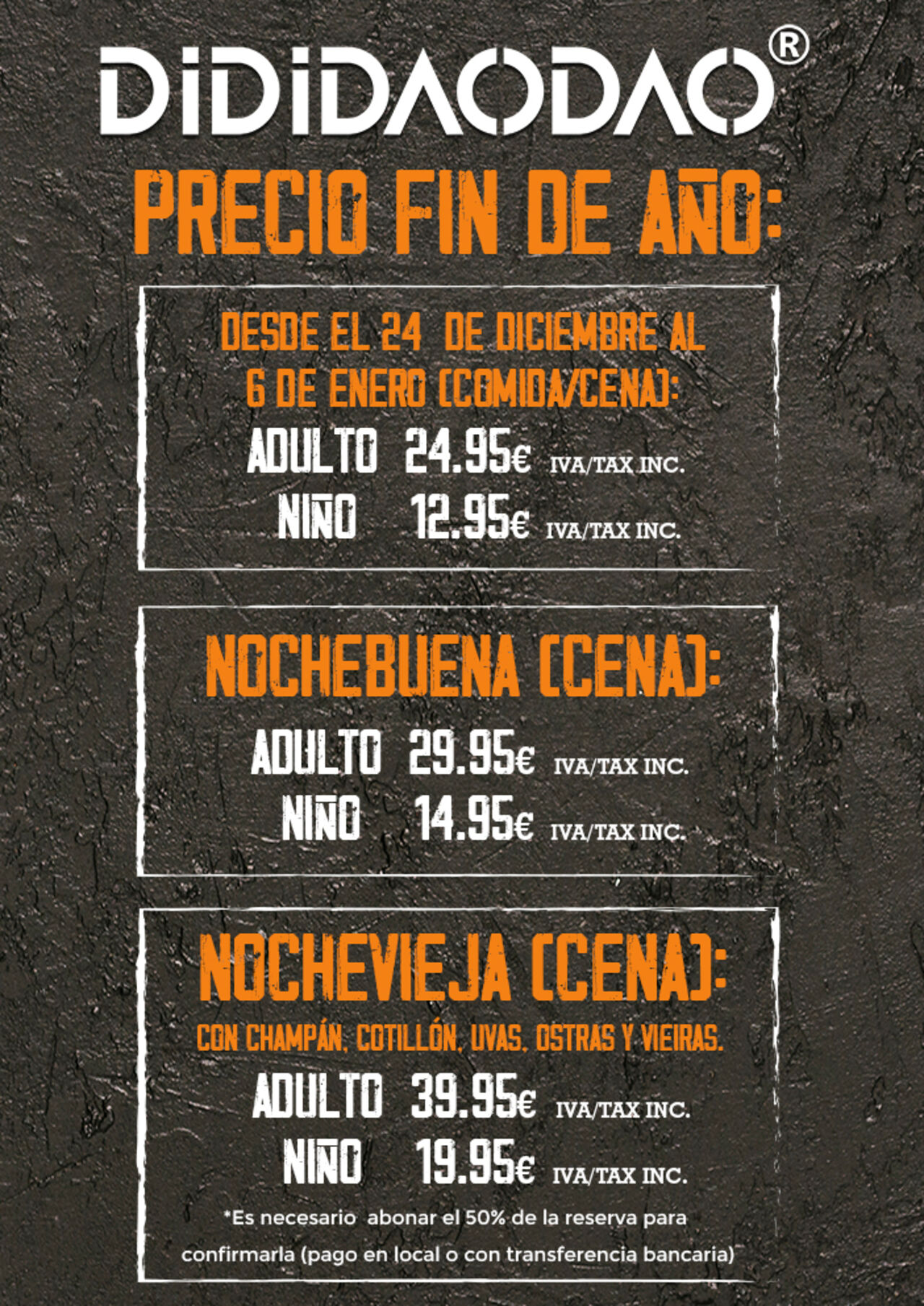 PRECIOS FIN DE AÑO