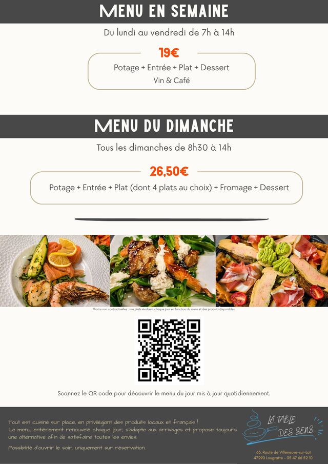 Menu du jour