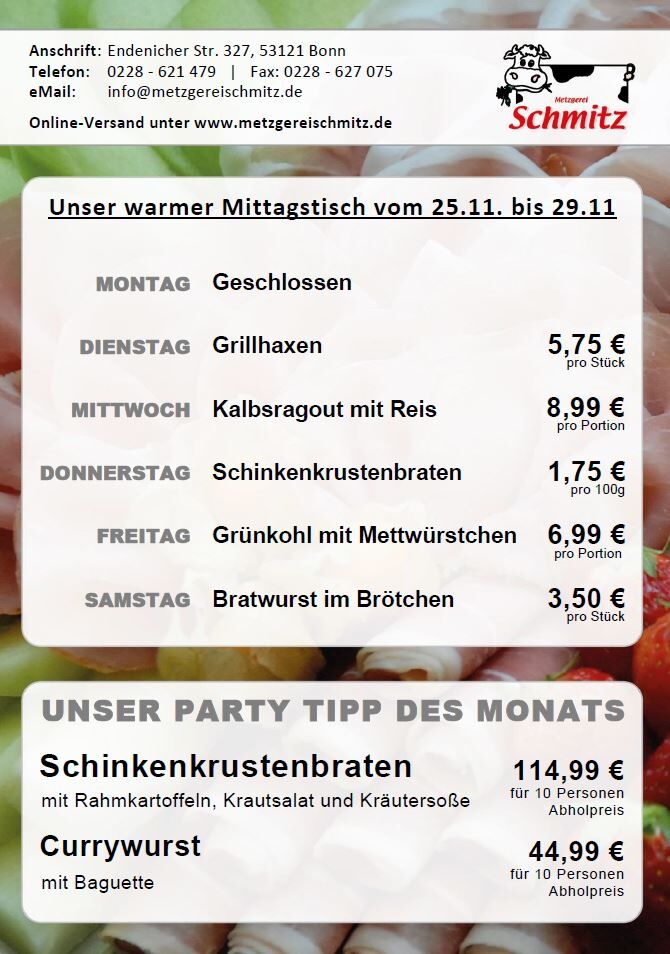 Unser Mittagstisch für diese Woche: