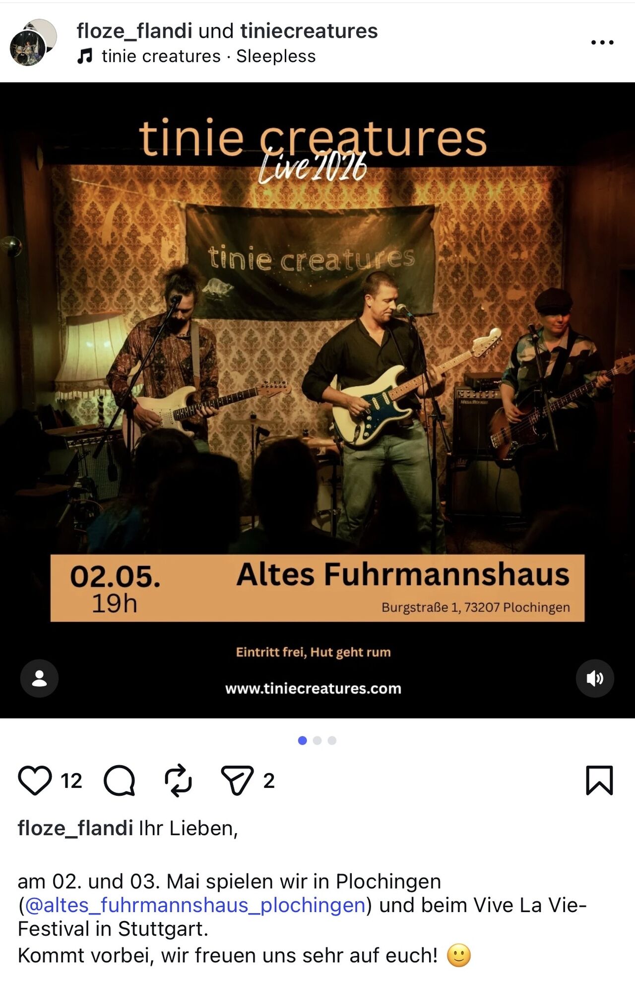 TINIE CREATURES : 02.05. Samstag, ab 19 Uhr
