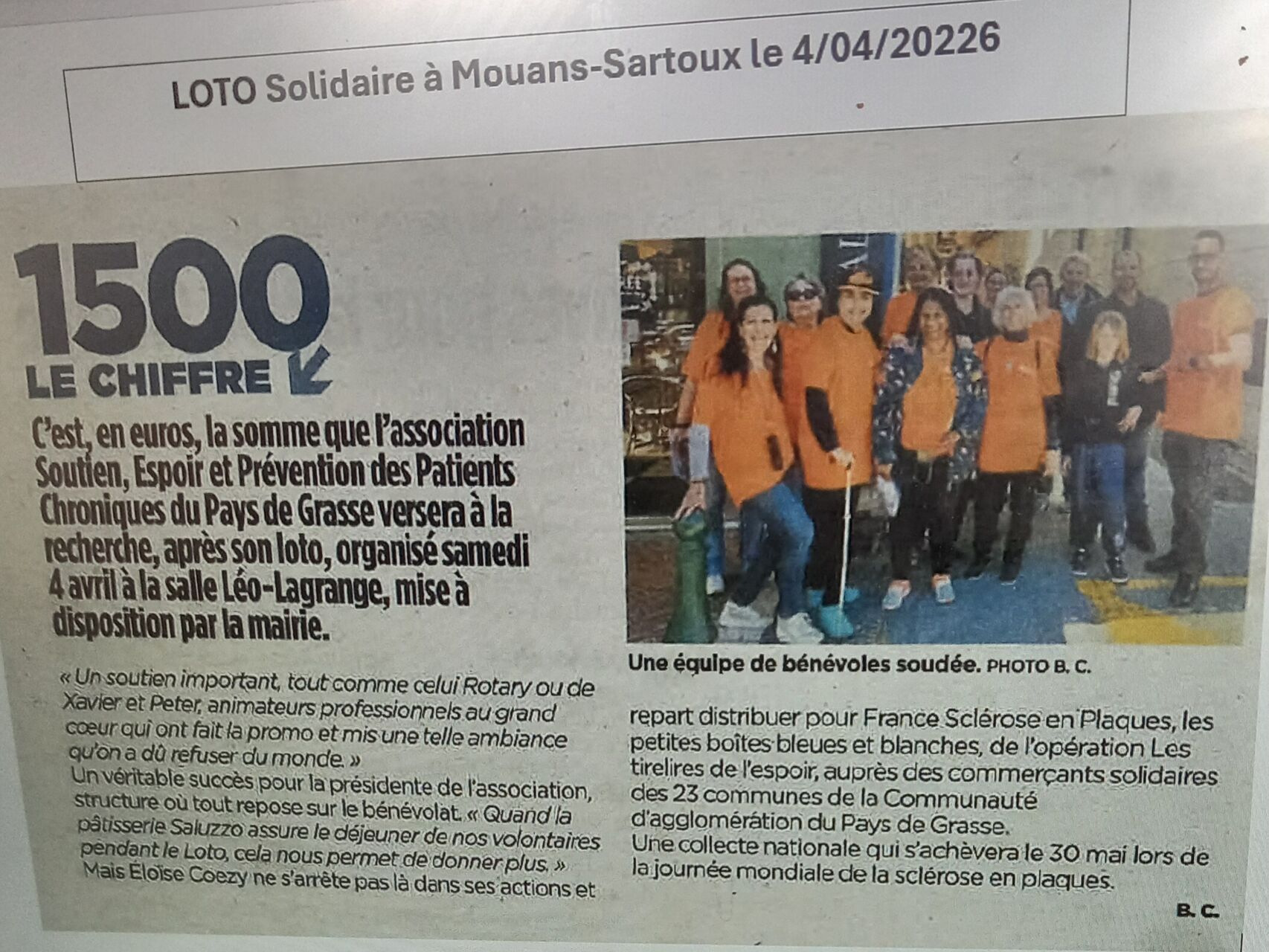 4/04/26 :2ème loto solidaire à Mouans-sartoux