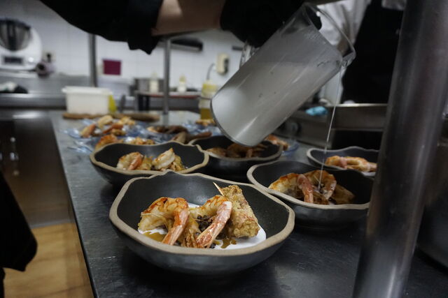 Langostinos y leche de coco