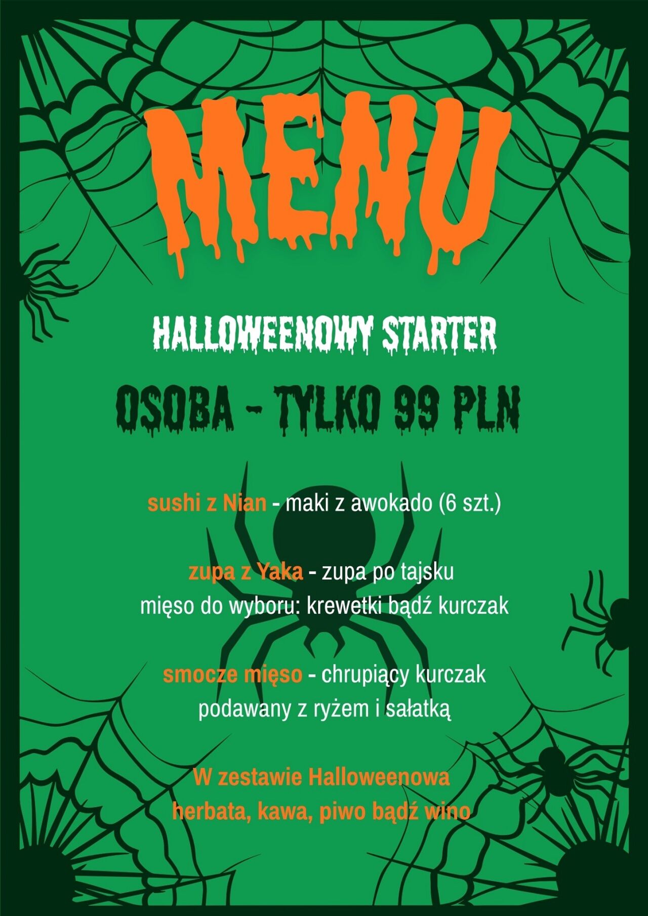 Zapraszamy na Halloween u Nas w restauracji👻