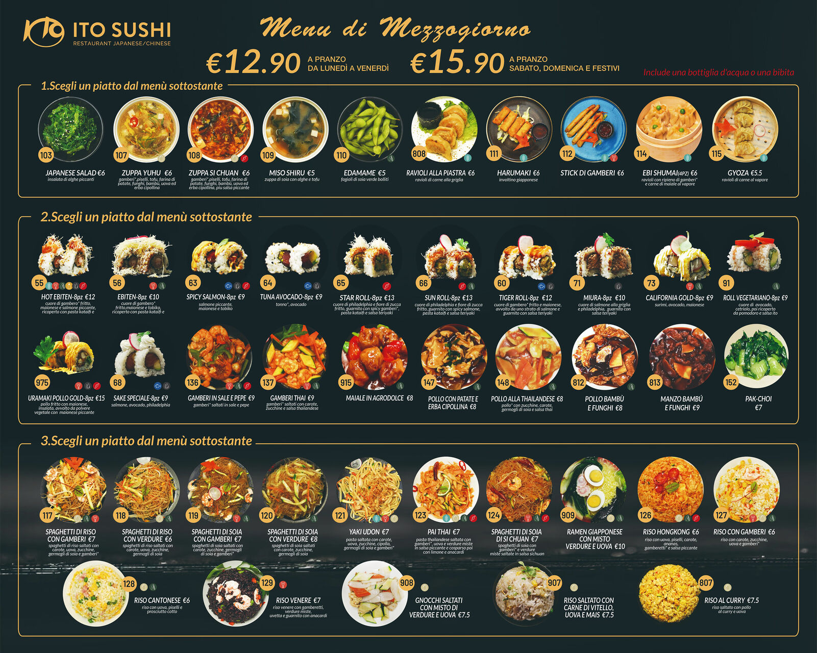 MENU DI MEZZOGIORNA A partire da 12,9€