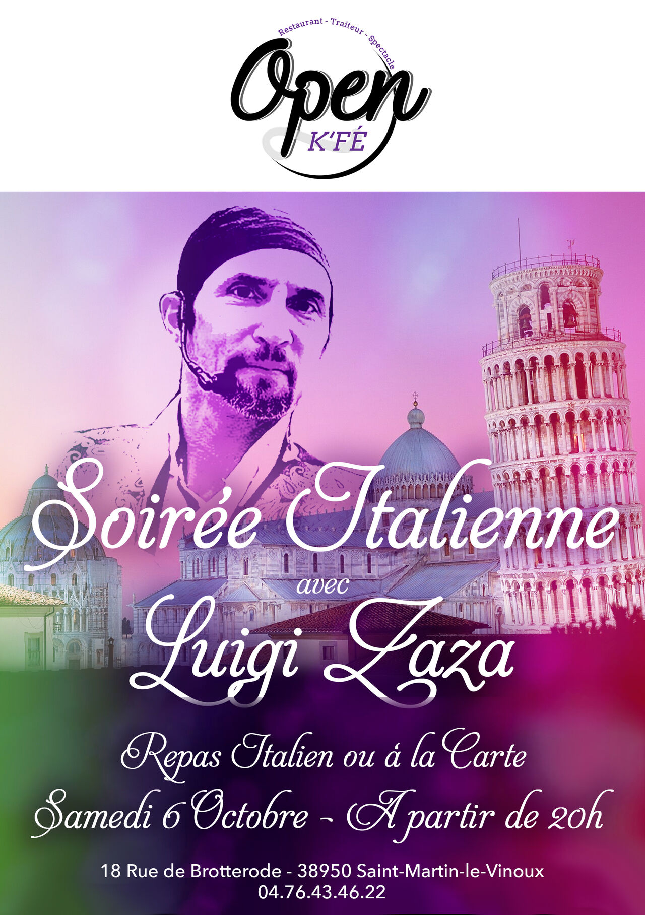 Pour une soirée plus douce, des chanteurs, ou petits groupes
Toujours autour d'un repas. A thème, italienne, flamenco, zouk etc