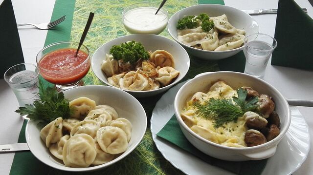Unsere Pelmeni Variationen.