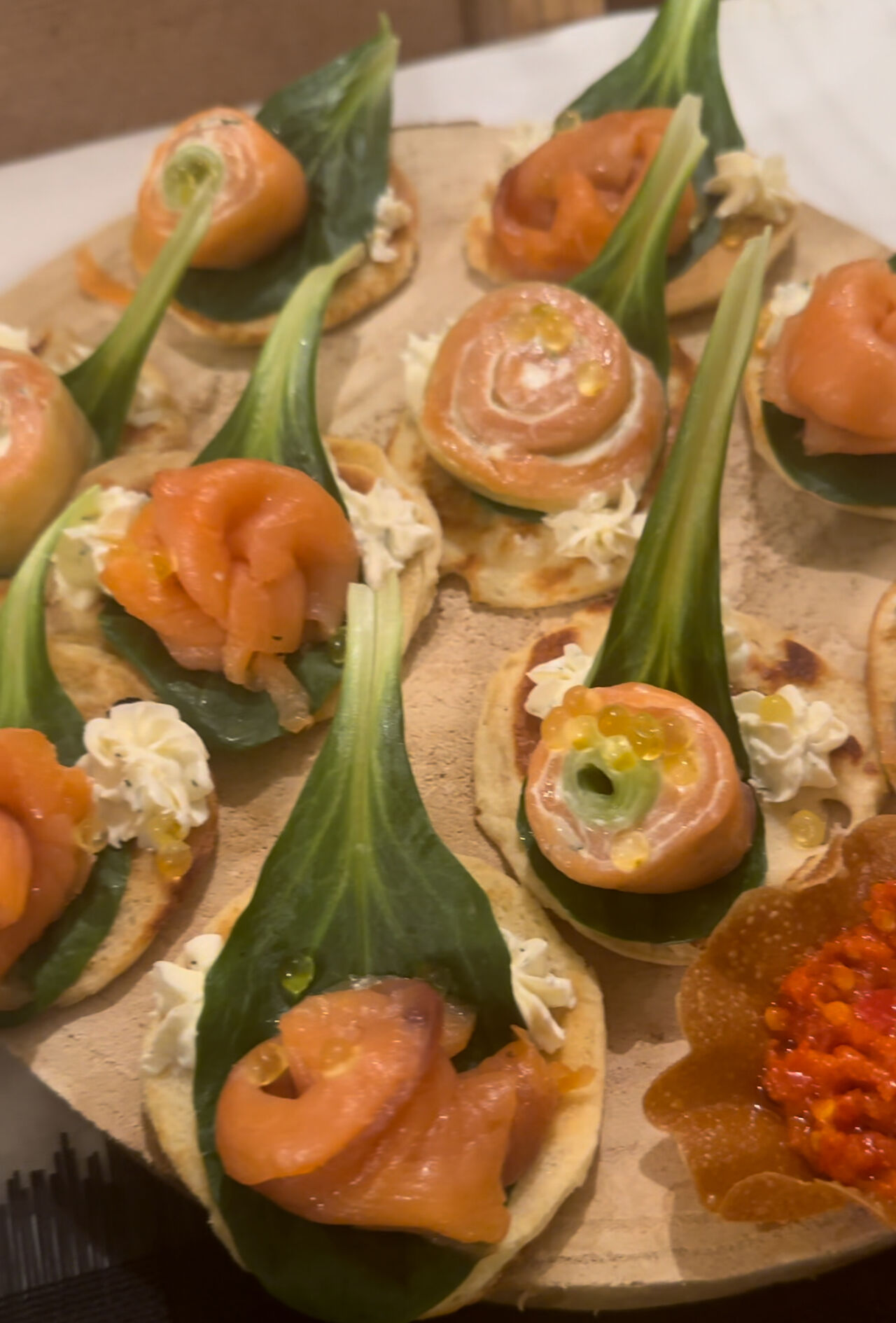 Blinis de saumon, fromage frais