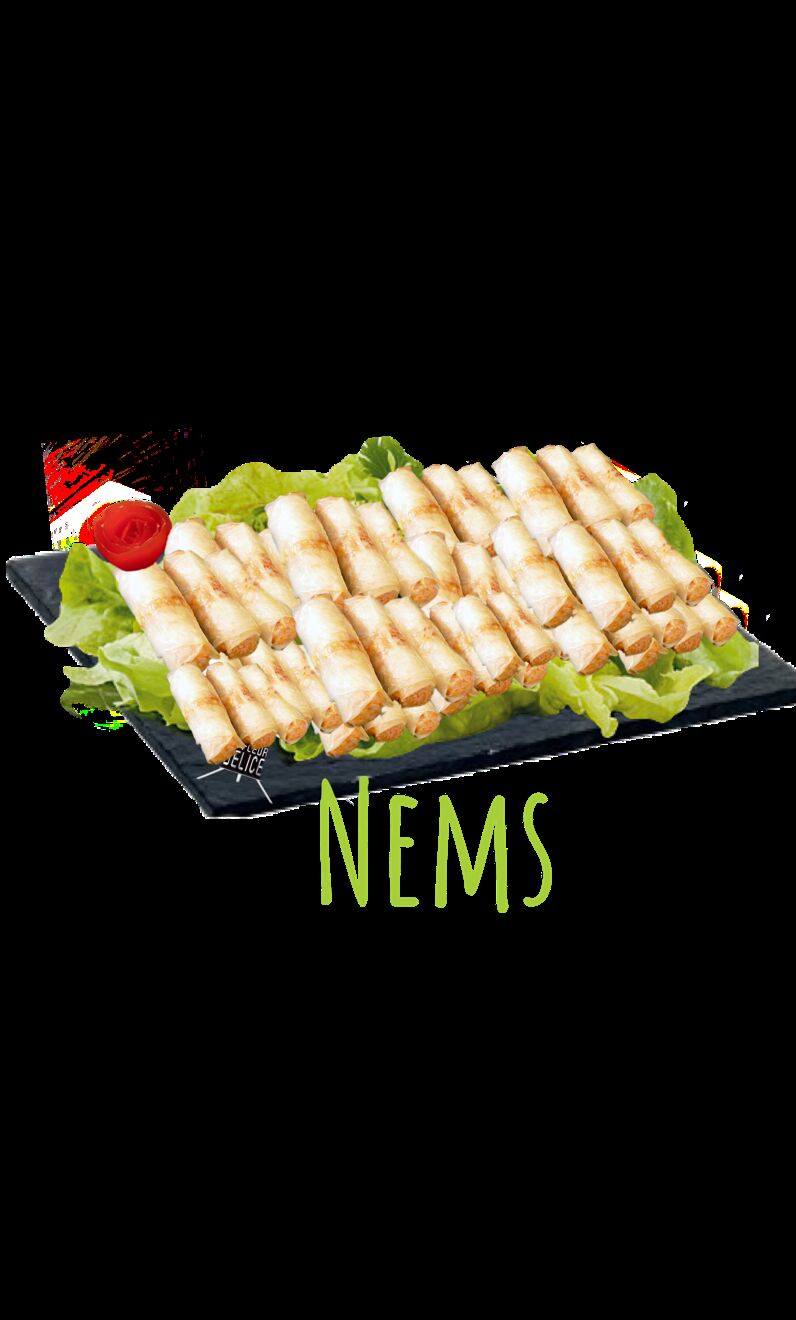 Nems : aves ces pâte de riz et enrouler avec du poulet, crevette et vermicelle champignon noir 