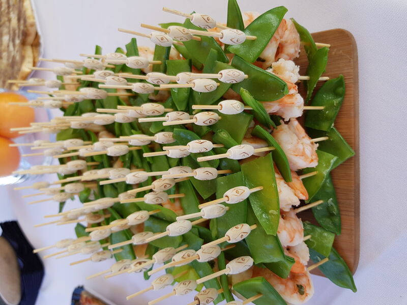Brochetines crevettes pois gourmands