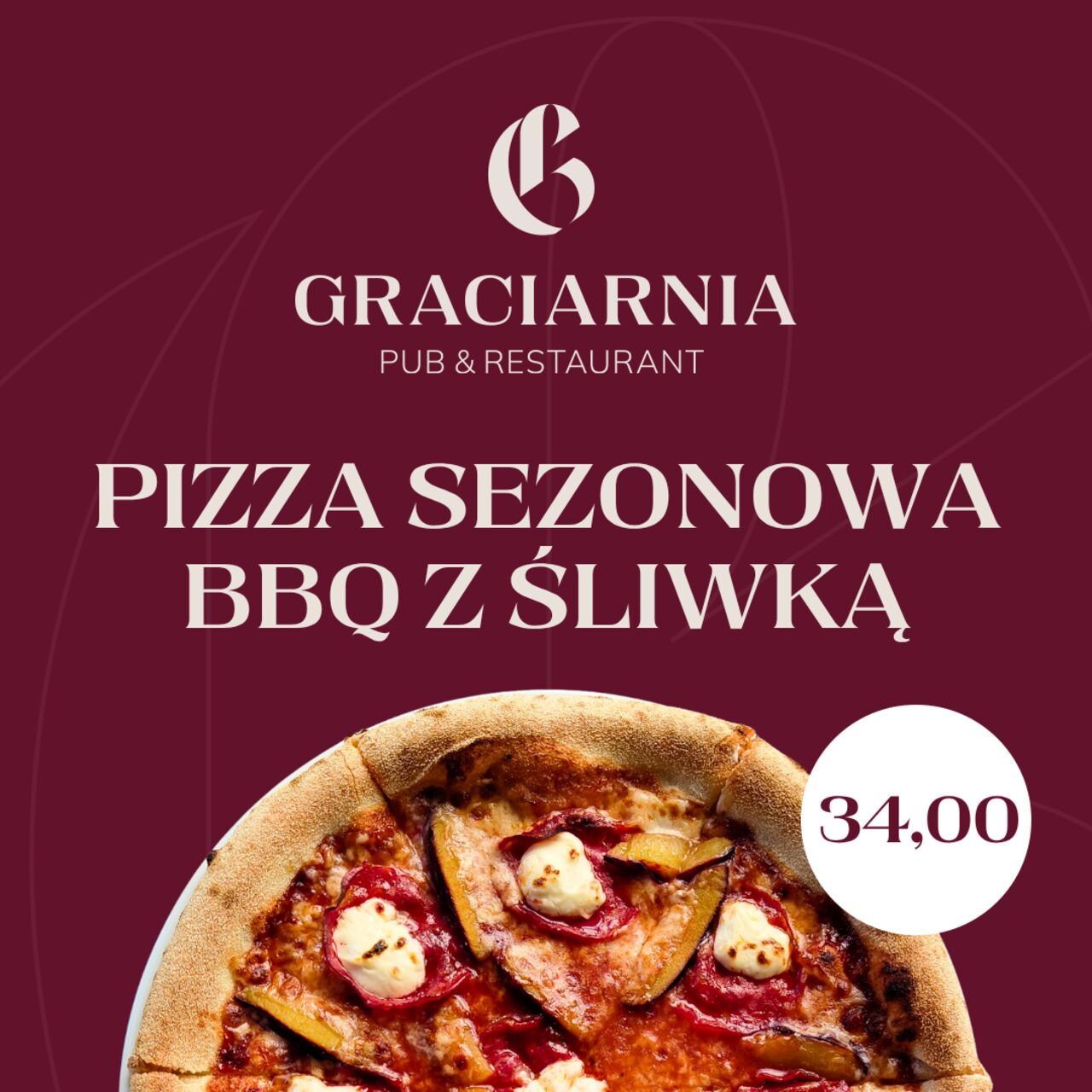 Pizza sezonowa BBQ ze Śliwką