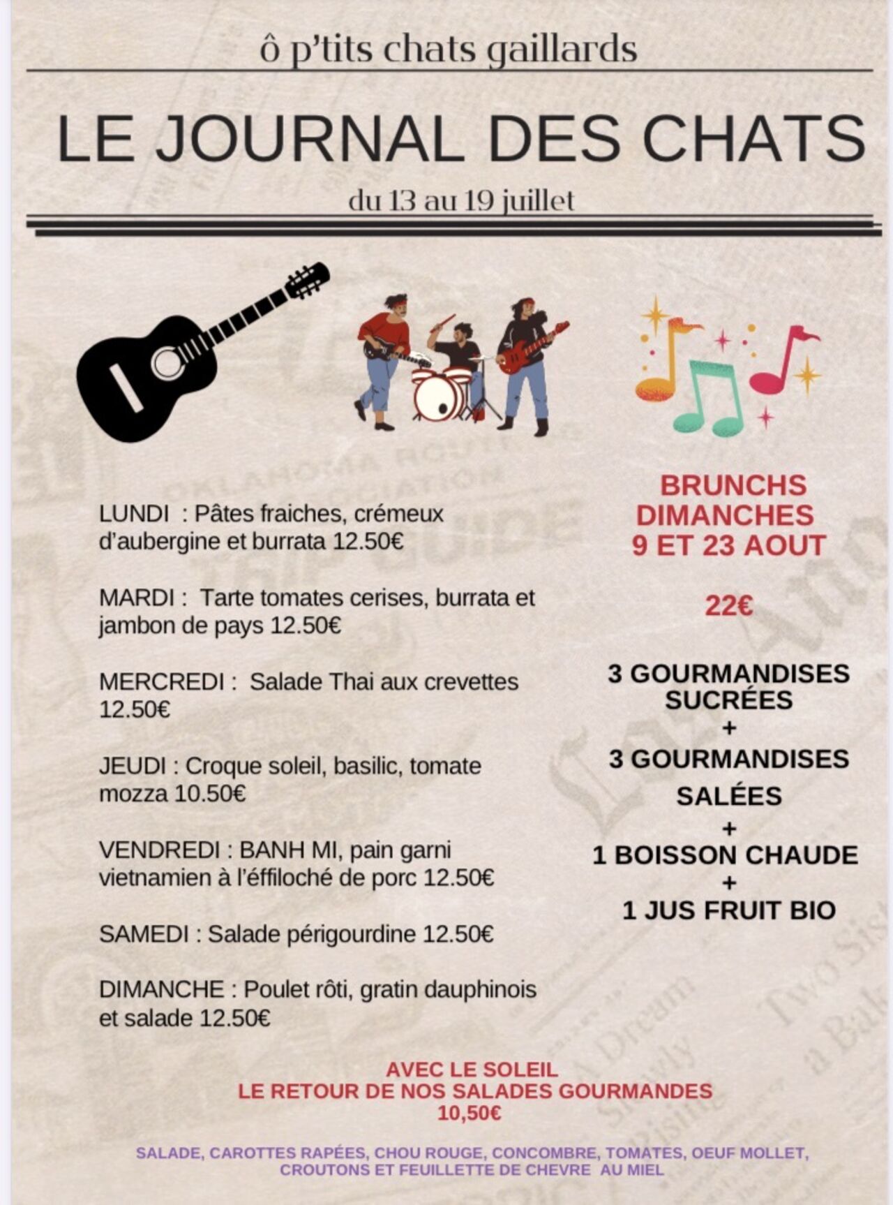 Menu du 13 au 19 juillet