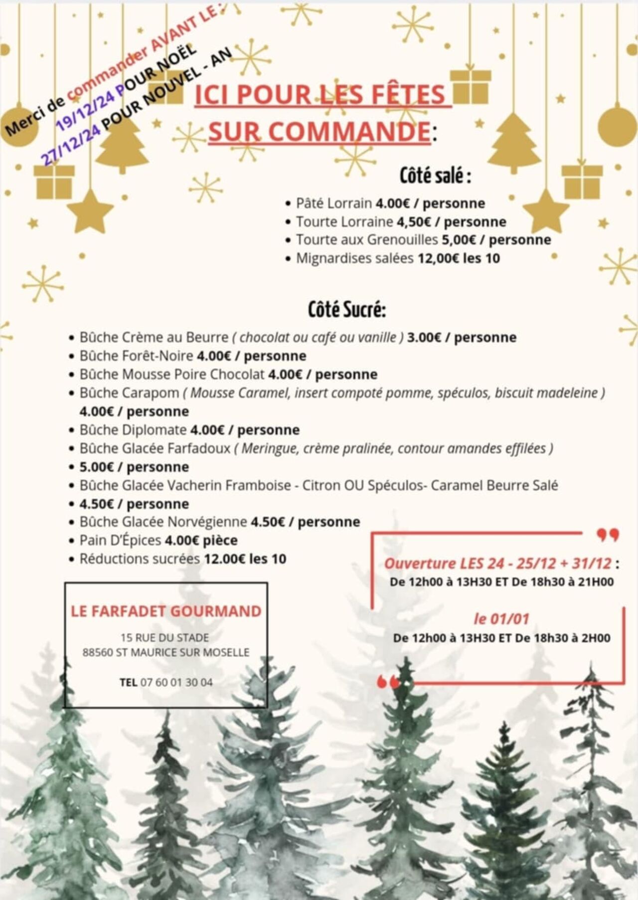 Carte pour Commande de Noël