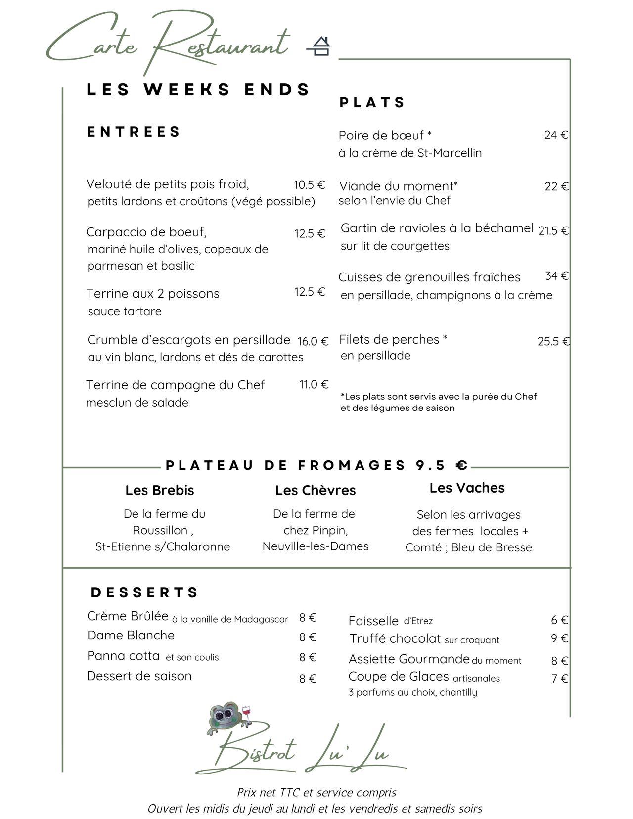CARTE WEEK END