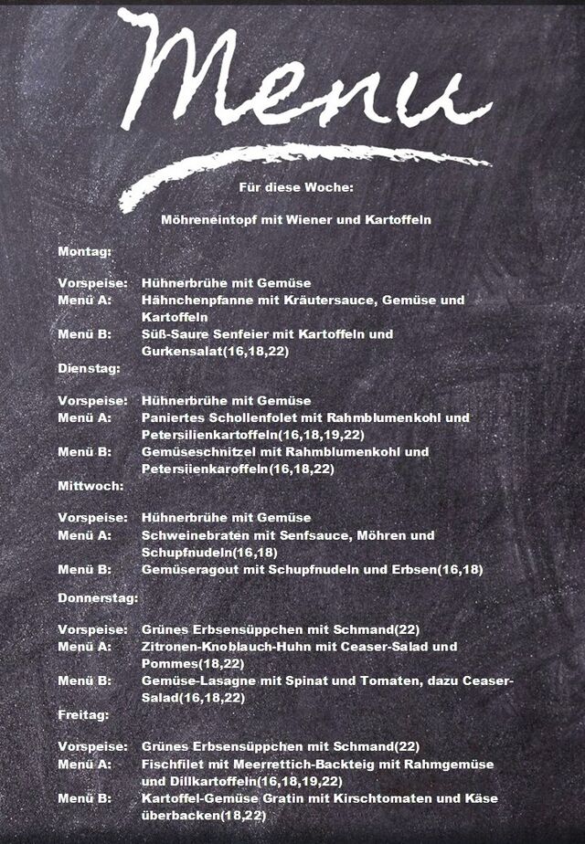 Speiseplan für diese Woche