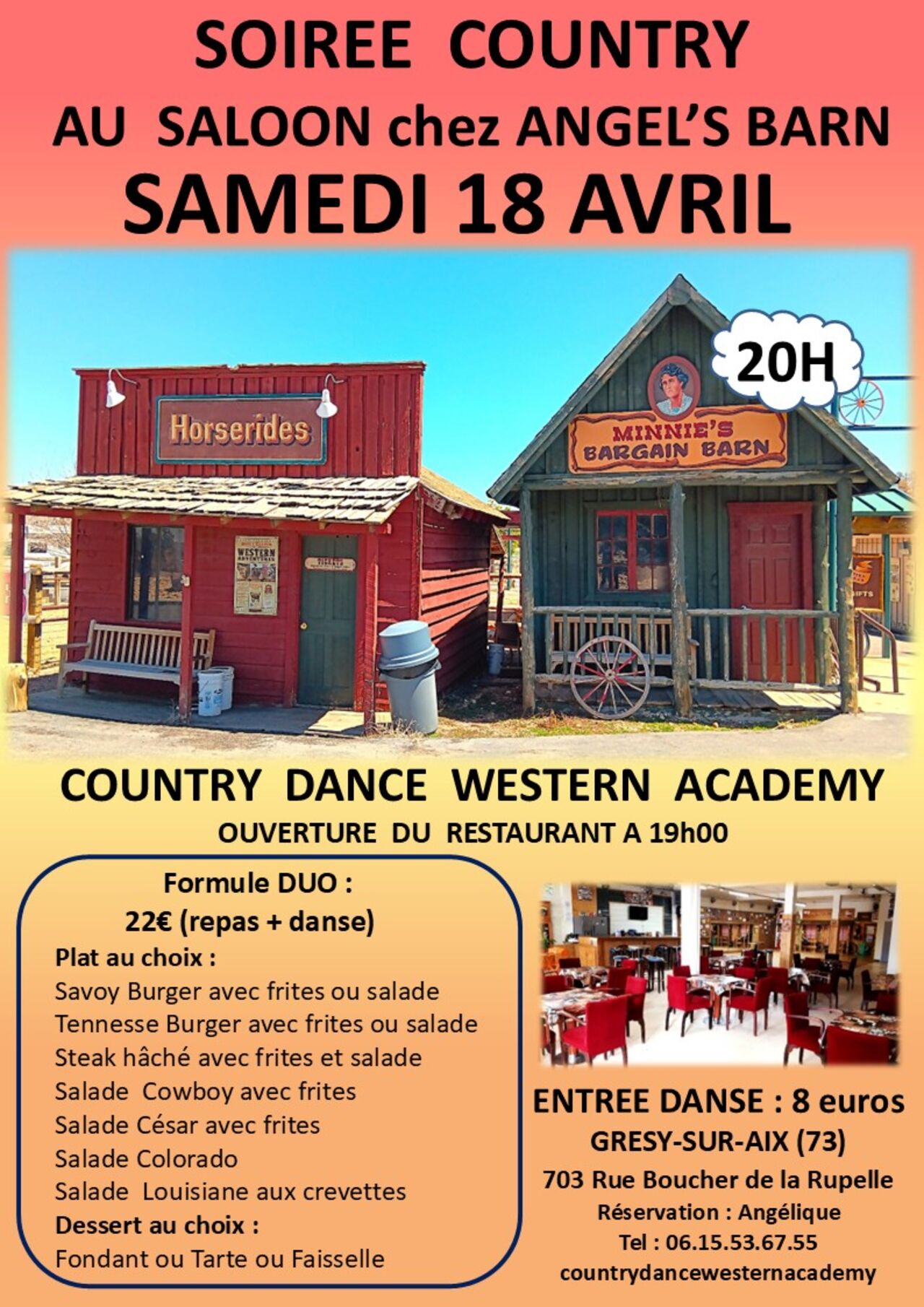 SAMEDI 18 AVRIL : SOIREE COUNTRY