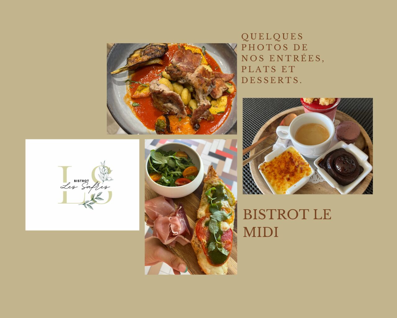 Entrée, plat et dessert bistrot du midi