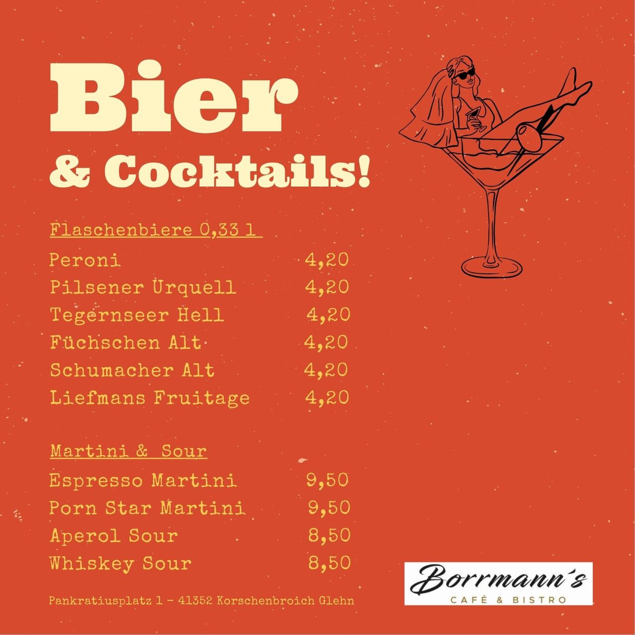 Burger Beats Bier Getränkekarte
